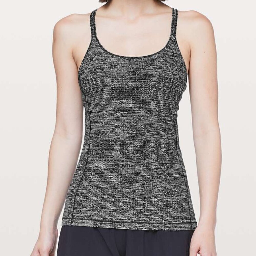Lululemon Free To Be Tank *Nulu - 2 Twillines Ice Grey Black / Black